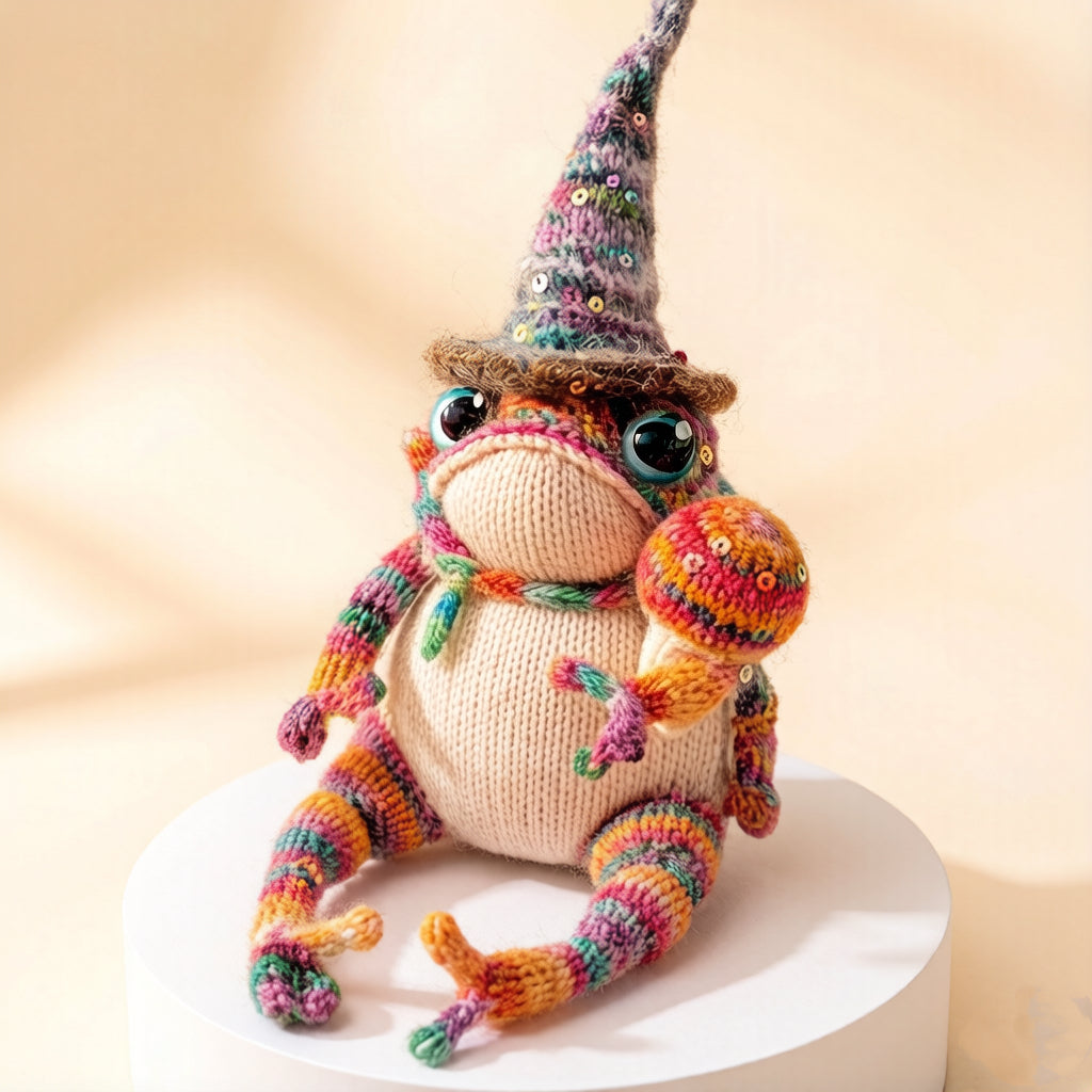 Rainbow Magic Wizard Toad – Enchanted Golden Toad Figurine | Handmade Manifestation Frog