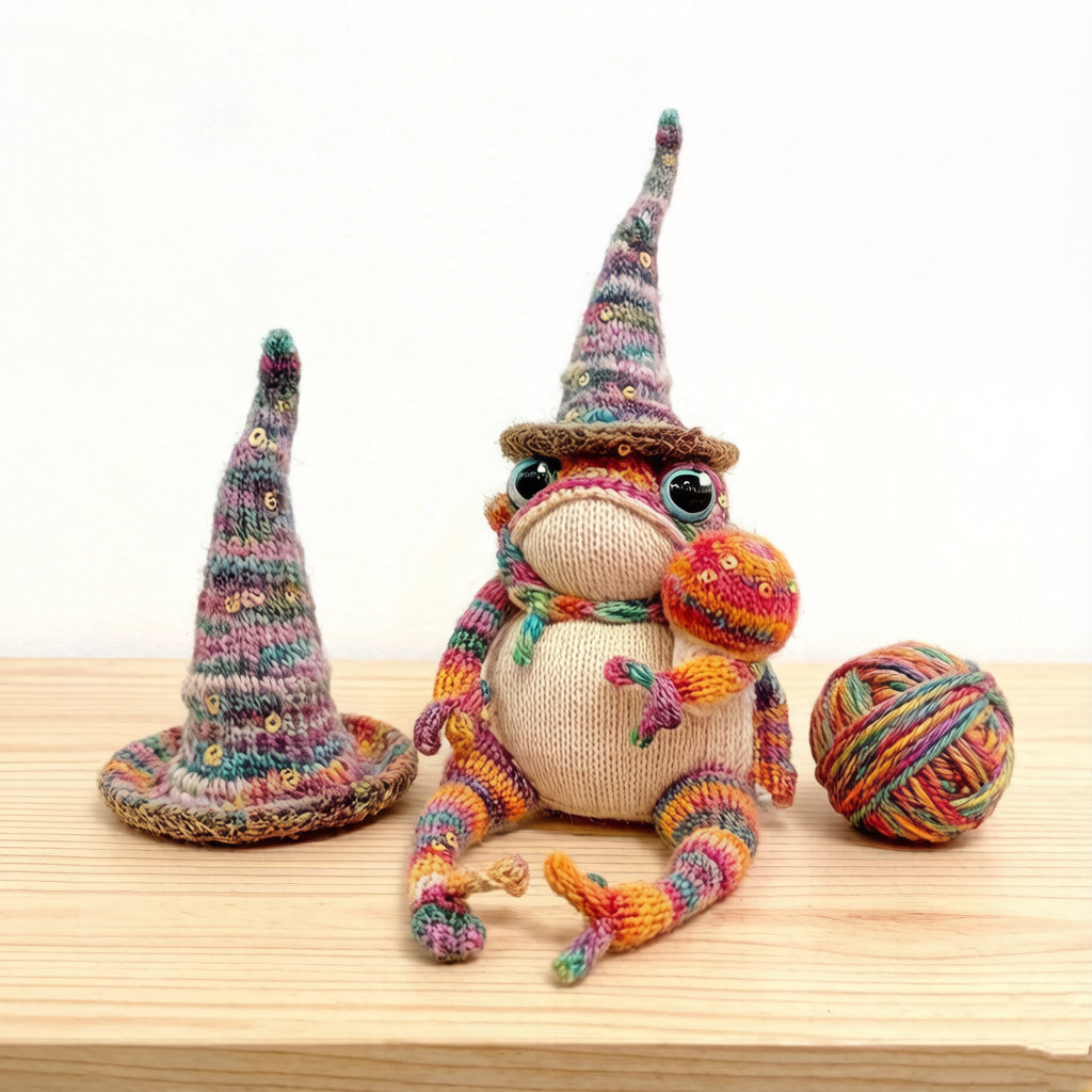 Rainbow Magic Wizard Toad – Enchanted Golden Toad Figurine | Handmade Manifestation Frog