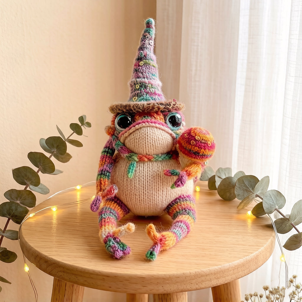 Rainbow Magic Wizard Toad – Enchanted Golden Toad Figurine | Handmade Manifestation Frog