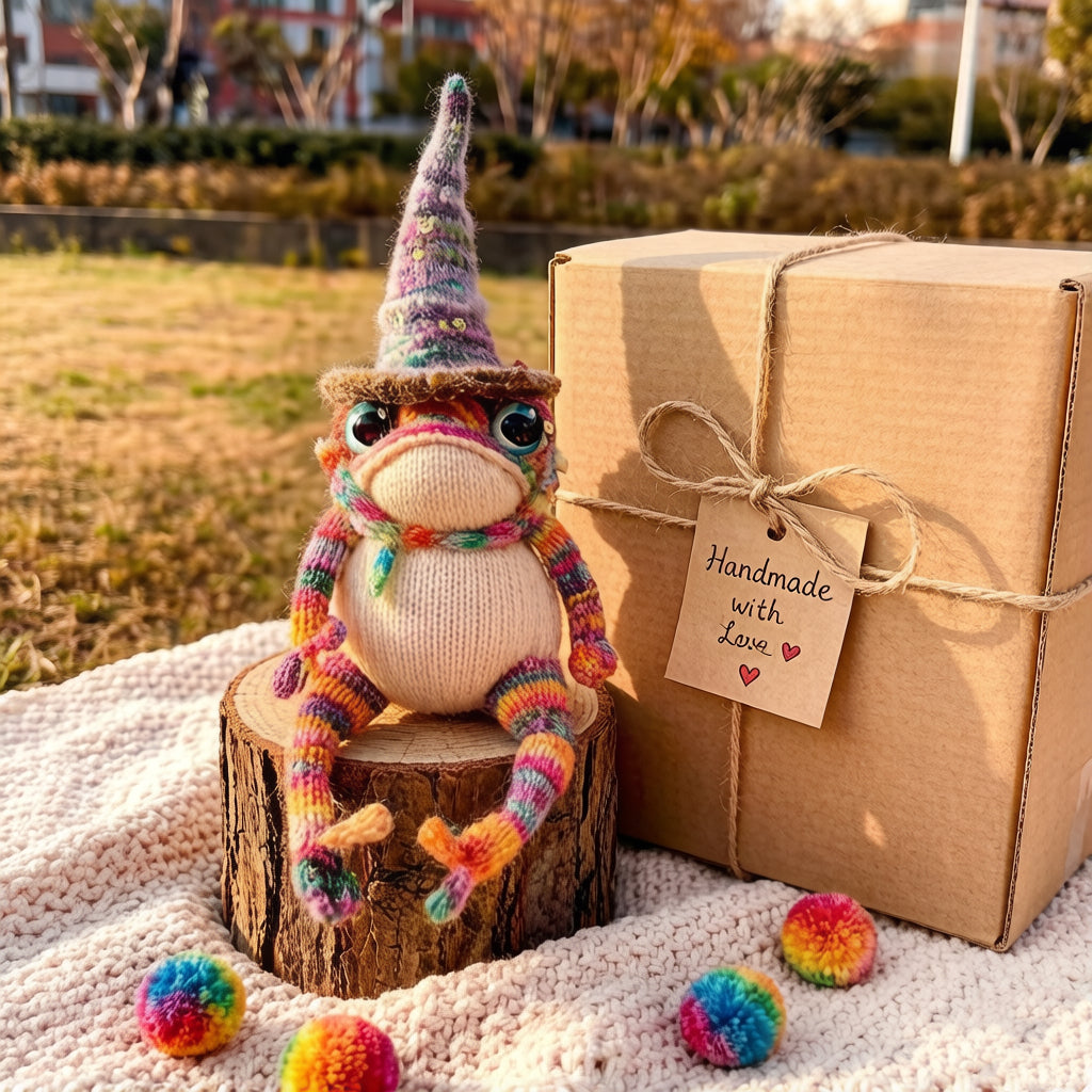 Rainbow Magic Wizard Toad – Enchanted Golden Toad Figurine | Handmade Manifestation Frog