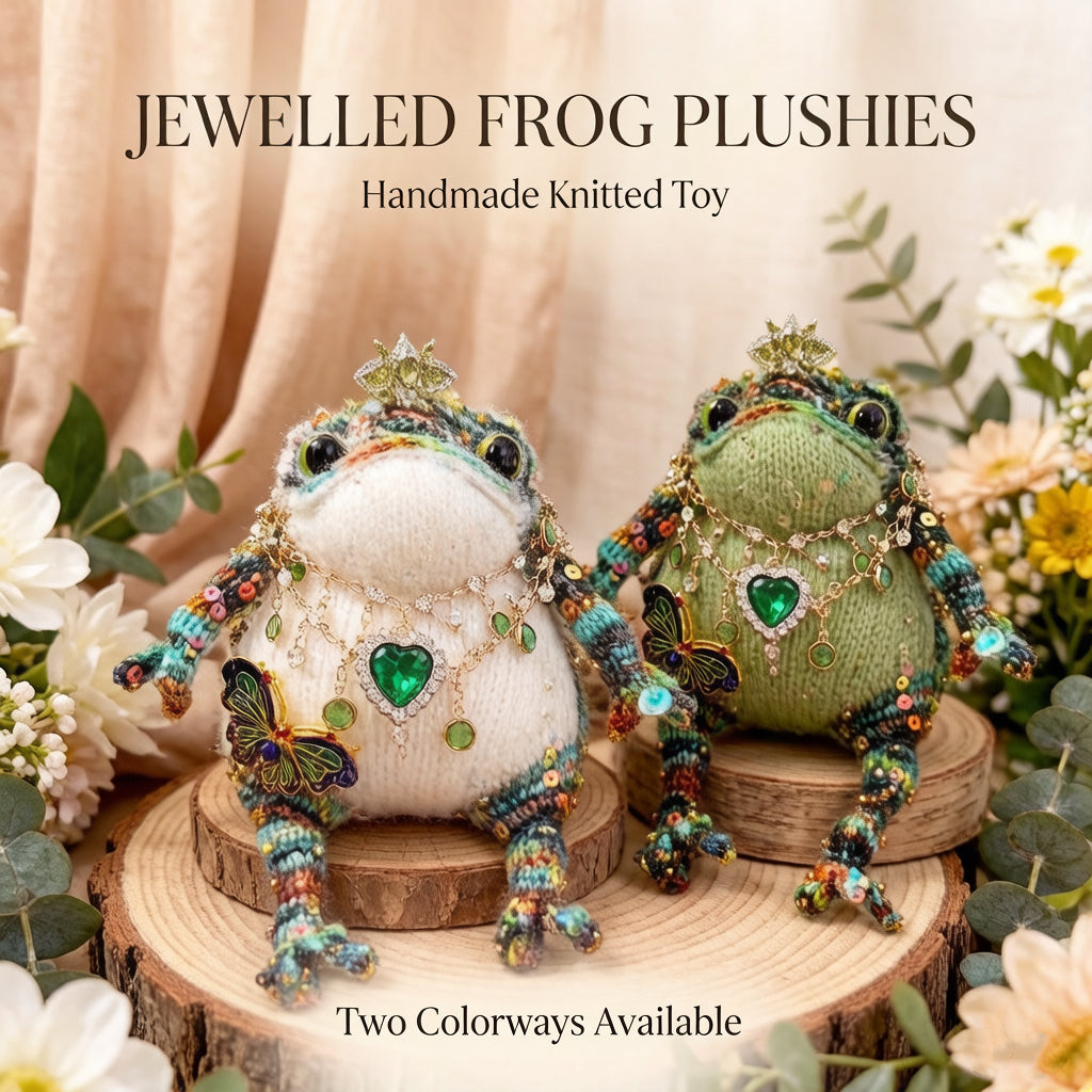 Royal Golden Toad – Emerald & Butterfly Edition | Bejeweled Manifestation Frog with Crystal Butterfly