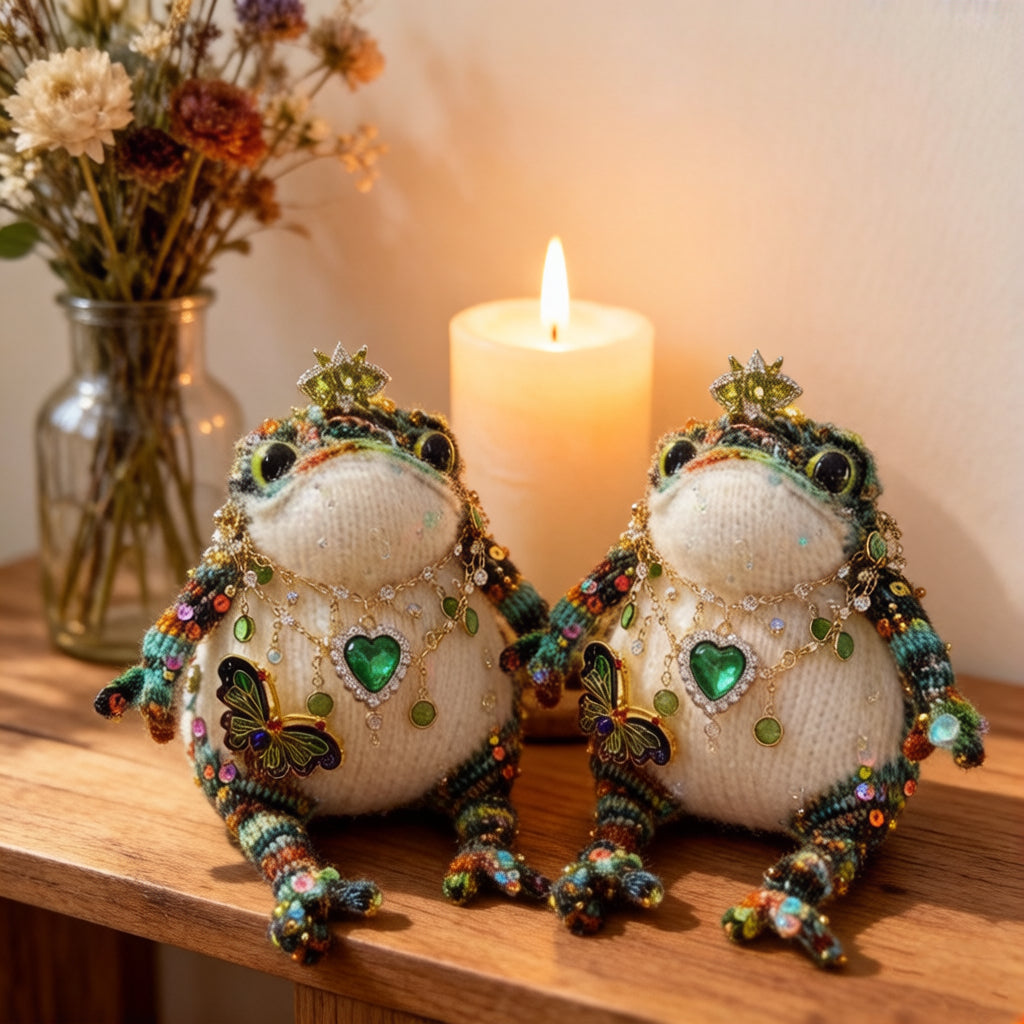 Royal Golden Toad – Emerald & Butterfly Edition | Bejeweled Manifestation Frog with Crystal Butterfly