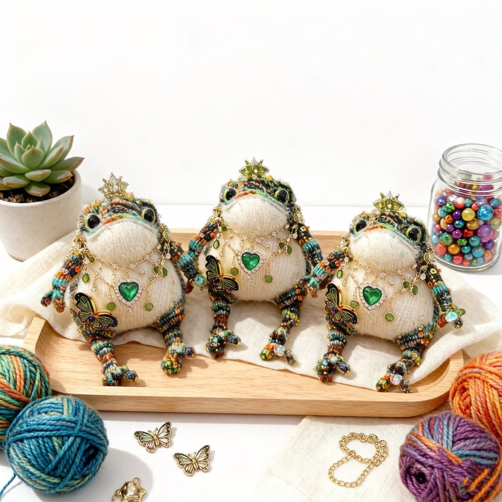 Royal Golden Toad – Emerald & Butterfly Edition | Bejeweled Manifestation Frog with Crystal Butterfly