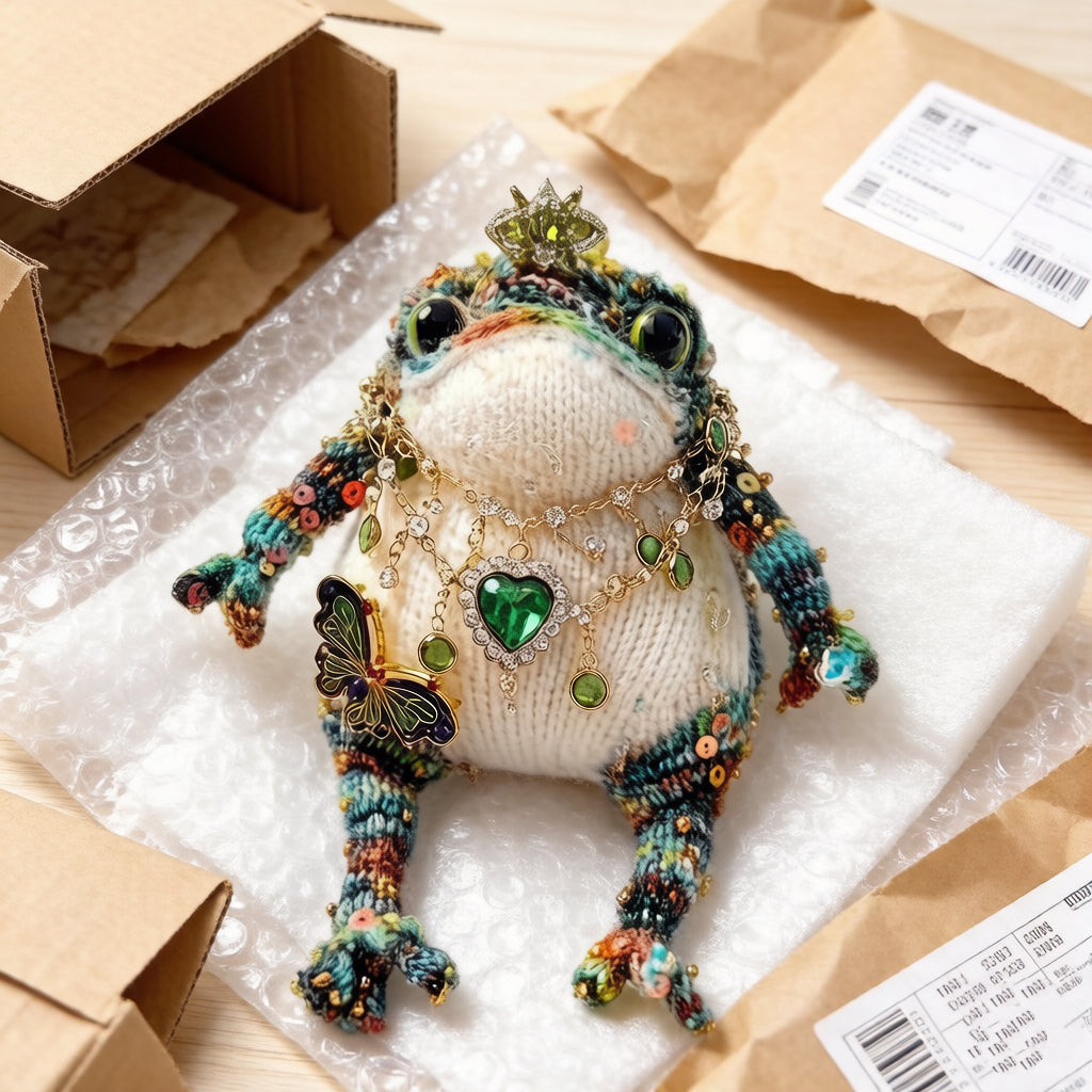 Royal Golden Toad – Emerald & Butterfly Edition | Bejeweled Manifestation Frog with Crystal Butterfly