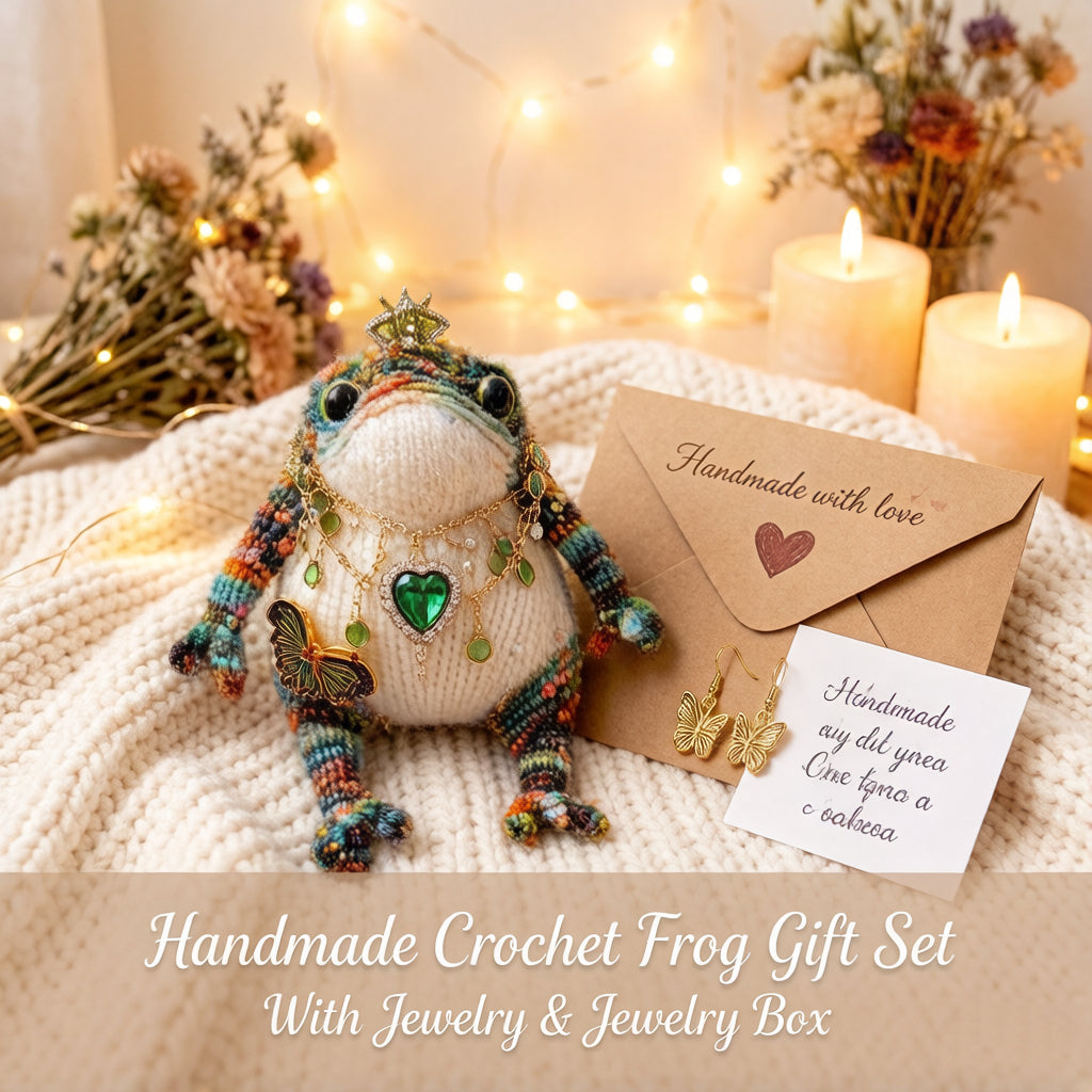 Royal Golden Toad – Emerald & Butterfly Edition | Bejeweled Manifestation Frog with Crystal Butterfly