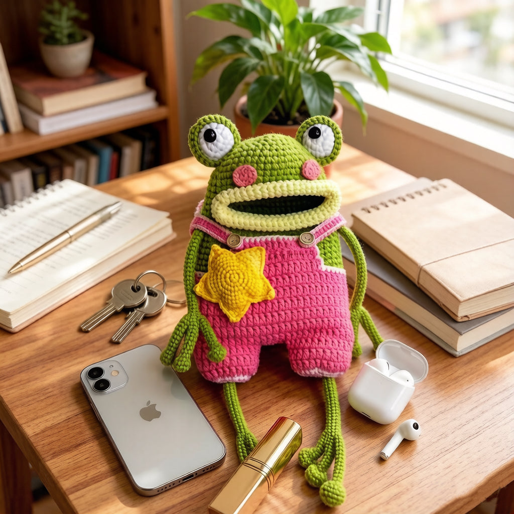 Quirky 3D Frog Crochet Crossbody Bag – 2026 Trendy Novelty Phone Purse