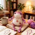 Blossom Golden Toad – Pink Bejeweled Edition | Floral Necklace & Flower Branch Manifestation Frog