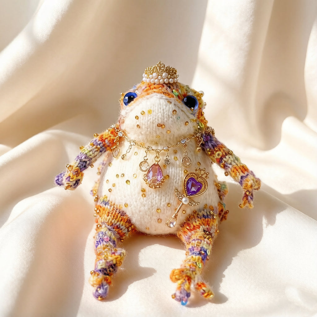 Crystal Key Princess Toad – Pearl & Diamond Crown Edition | Enchanted Jin Chan with Pink Teardrop & Purple Heart Key