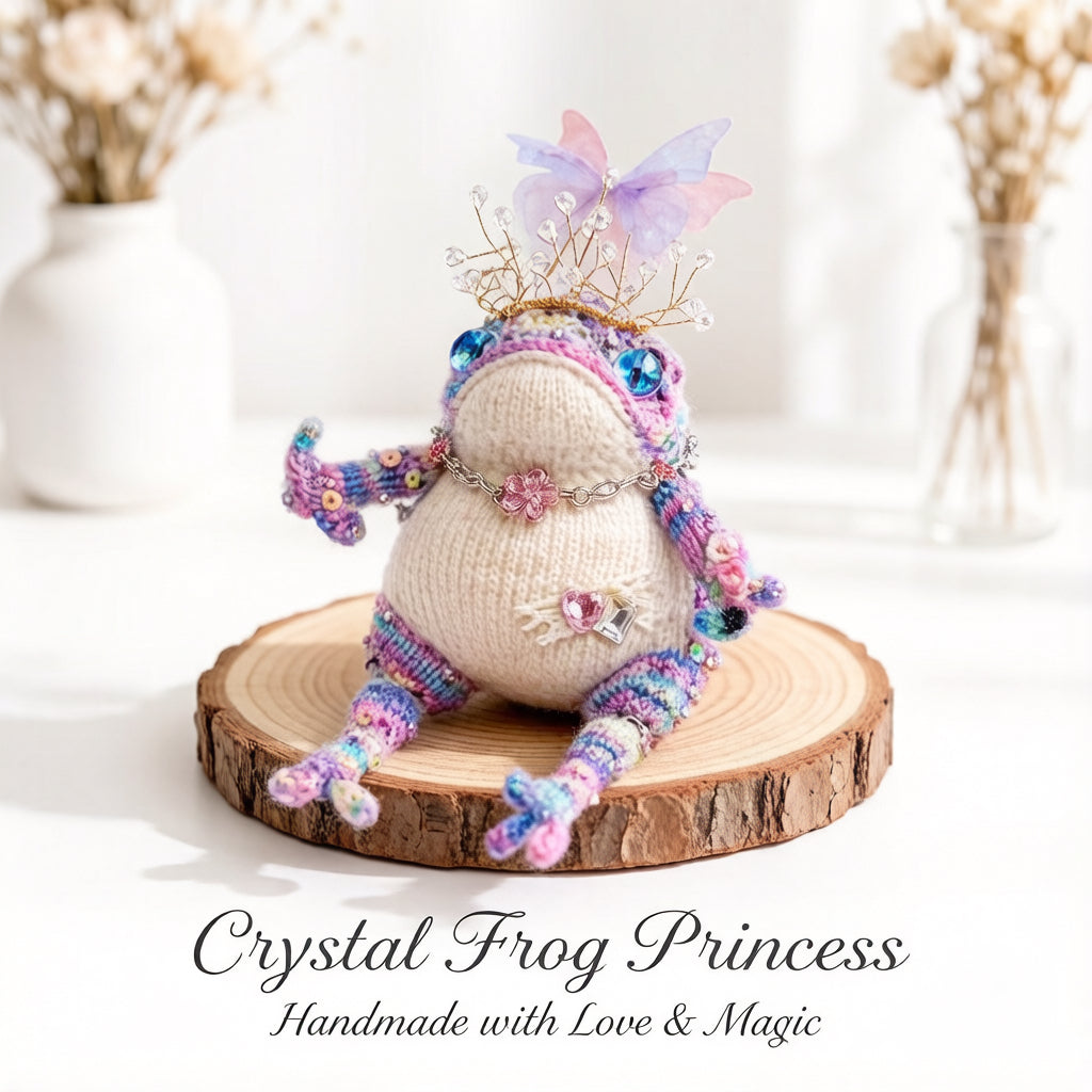 Purple Enchantress Golden Toad – Fairy Wing Crown Edition | Bejeweled Manifestation Frog with Iridescent Eyes & Sequined Body