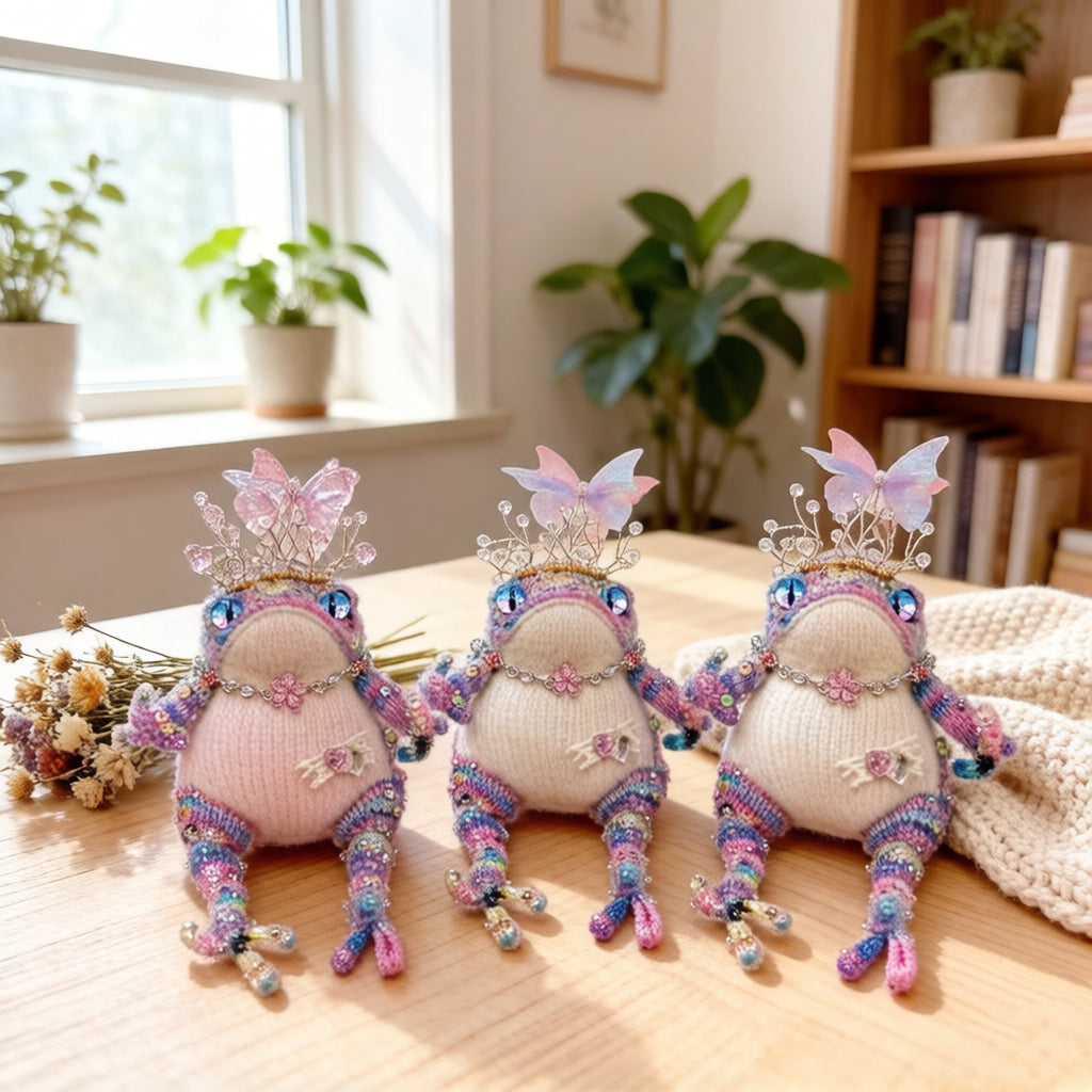 Purple Enchantress Golden Toad – Fairy Wing Crown Edition | Bejeweled Manifestation Frog with Iridescent Eyes & Sequined Body