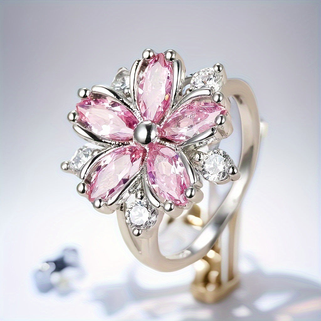 Pink Marquise Mini Crown – Princess Toad’s Tiara | Zircon Floral Headpiece (Can Also Be Worn as a Ring)