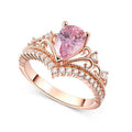Rose Gold Mini Crown – Princess Toad’s Tiara | Oval Pink Zircon with Heart &amp; Round Stones (Can Be Worn as a Ring)