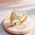 Floral Cluster Mini Crown – U-Shaped Gold Tiara for Toad | Marquise Center &amp; Multi-Cut Stones (Can Be Worn as a Ring)