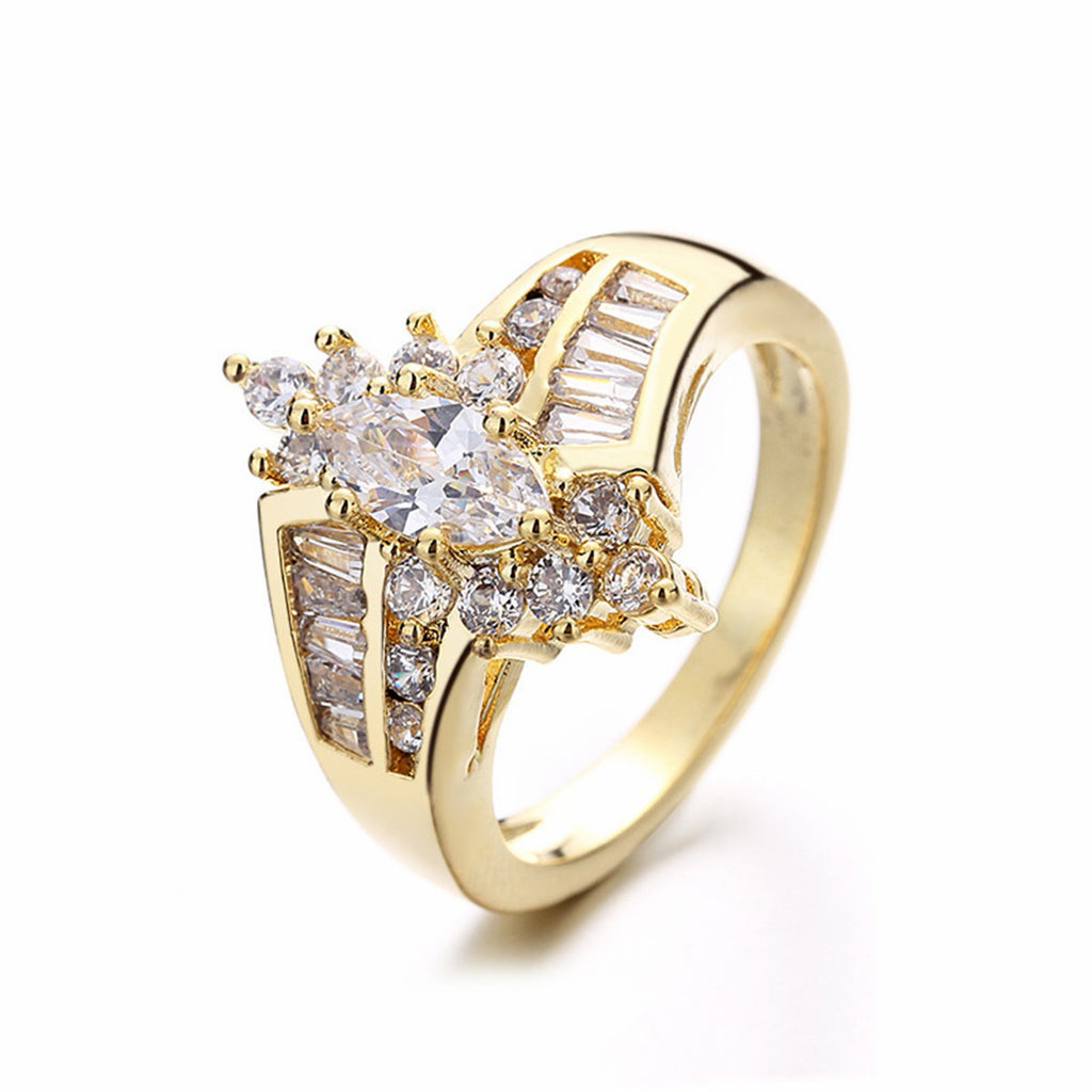 Floral Cluster Mini Crown – U-Shaped Gold Tiara for Toad | Marquise Center &amp; Multi-Cut Stones (Can Be Worn as a Ring)