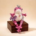 Pink Royal Toad – Butterfly &amp; Lizard Companions | Silver Crown, Bejeweled Pendant | Handmade Fairy-Tale Figurine