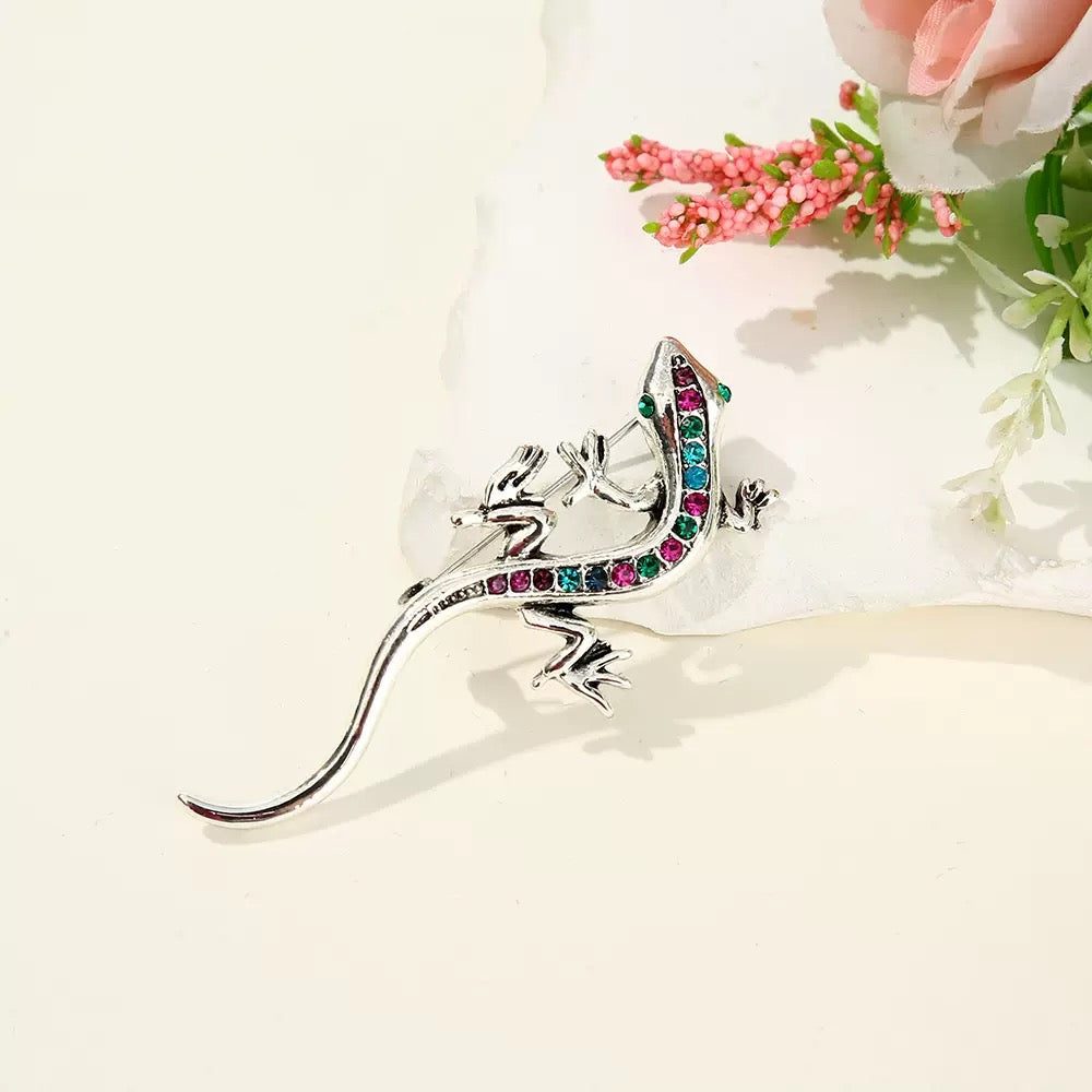 Pink Royal Toad – Butterfly &amp; Lizard Companions | Silver Crown, Bejeweled Pendant | Handmade Fairy-Tale Figurine