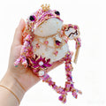 Lotus Fan Frog Princess – Pink &amp; Purple Sparkle Yarn, Gold Crown, Layered Gem Necklaces | The Third Space