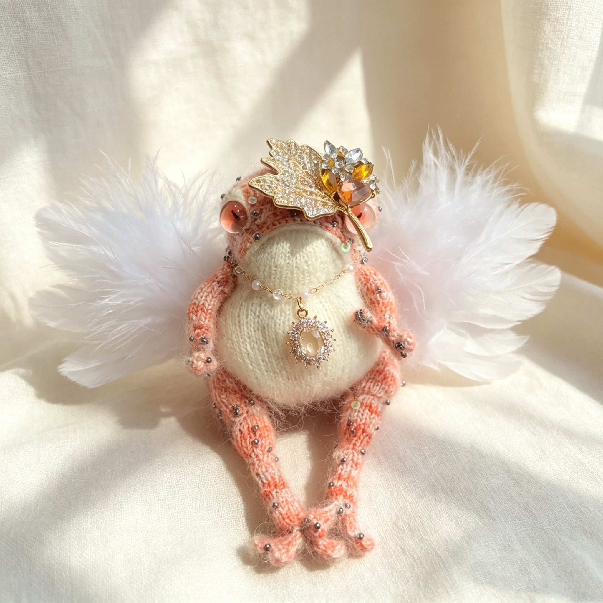 The Enchanted Toad Court Collection – Set of 6 Hand-Crocheted Fairy-Tale Figurines with Crowns, Wings, Umbrellas, Berry Crowns &amp; Pearl Veils | The Third Space