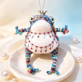 Royal Toad Trio – Set of 3 Hand-Knitted Figurines in Rainbow Multicolor, Deep Violet &amp; Bright Pink with Gold/Silver Crowns, Layered Chain Necklaces &amp; Crystal Pendants | The Third Space