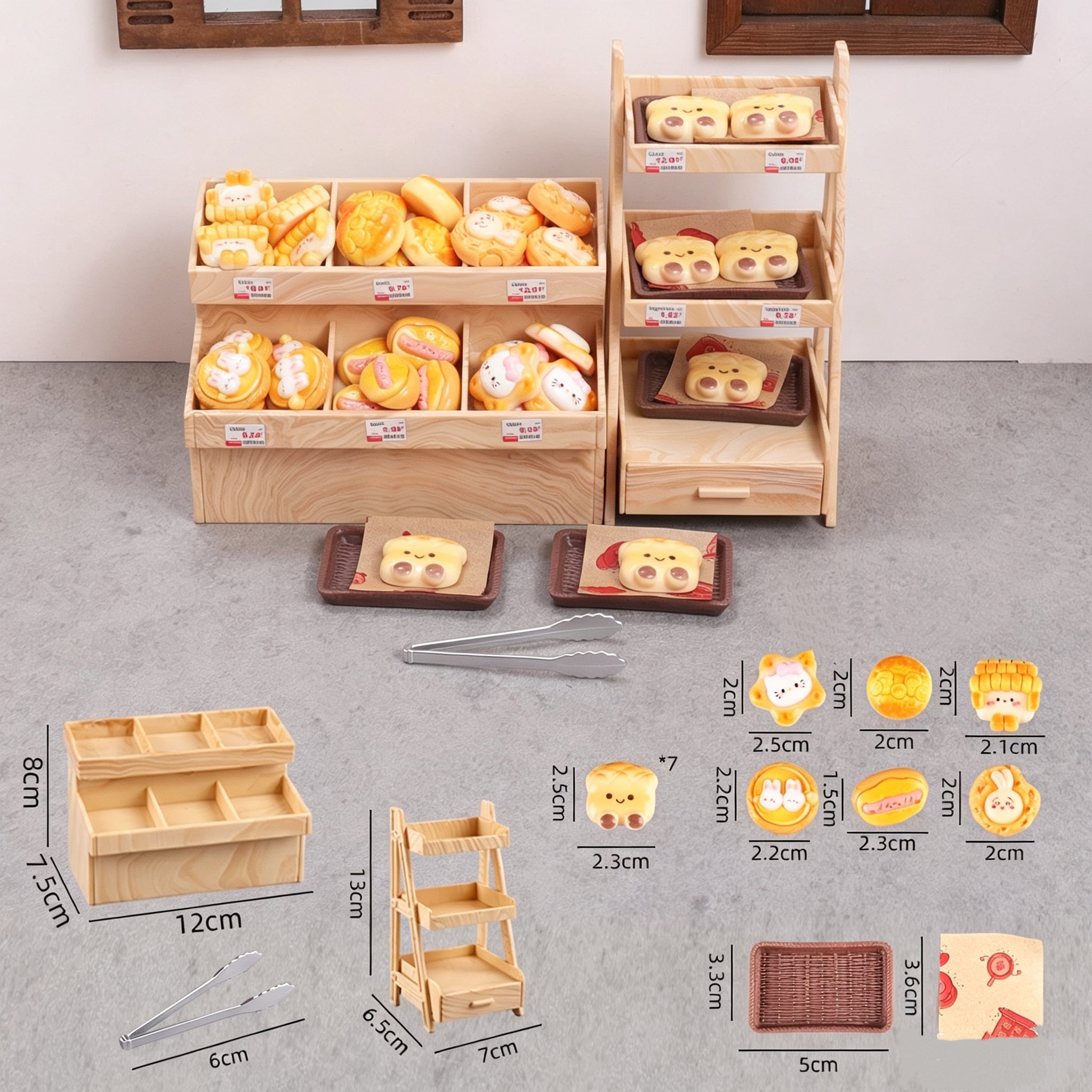 The Toad Who Opened a Bakery – Hand-Knitted Royal Toad with Silver Crown, Bakery Charm Necklace (Waffle, Macaron, Donut, Pretzel), Starry Cupcake Pendant &amp; Mini Bakery Prop Set | The Third Space