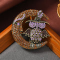 Moon Owl Manifestation Pin – Law of Attraction Vintage Brooch High Vibration Jewelry