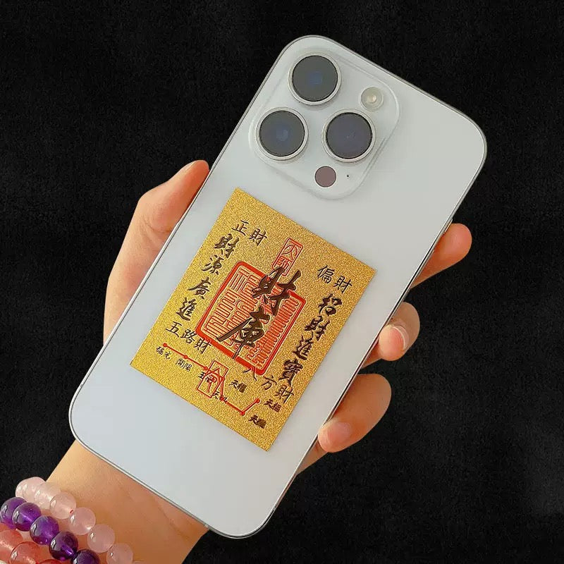 Law of Attraction Wealth Sticker – Metal Gold Foil Phone Decal Feng Shui Lucky Card Manifestation Gift