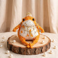 The Tangerine Toad Who Carries Luck – Hand-Knitted Orange Fortune Figurine with Pearl Crown, Amber Teardrops, Crystal Chains &amp; A Lucky Phone Charm | The Third Space