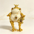 The Golden Frog Prince – Hand-Knitted Royal Charm with Mini Crown, Jewel Eyes, Gemstone Belly, Golden Limbs, Bow Accent &amp; Hanging Loop | The Third Space
