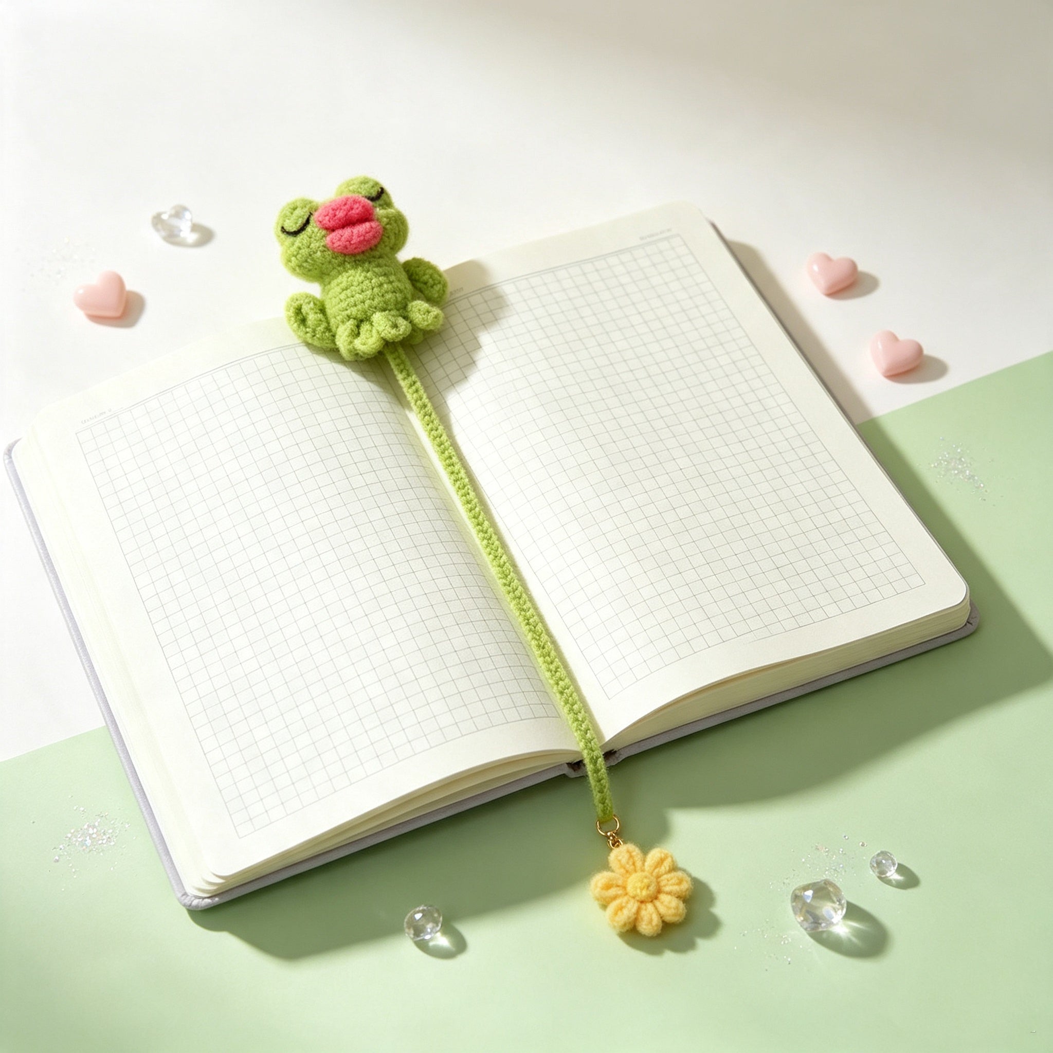 The Pouty Froggy Set – 3-Piece Hand-Crocheted Stationery Set: Frog Pencil Holder, Frog Pencil Case &amp; Frog Bookmark, Each with Googly Eyes, Pouty Pink Lips &amp; Maximum Personality | The Third Space