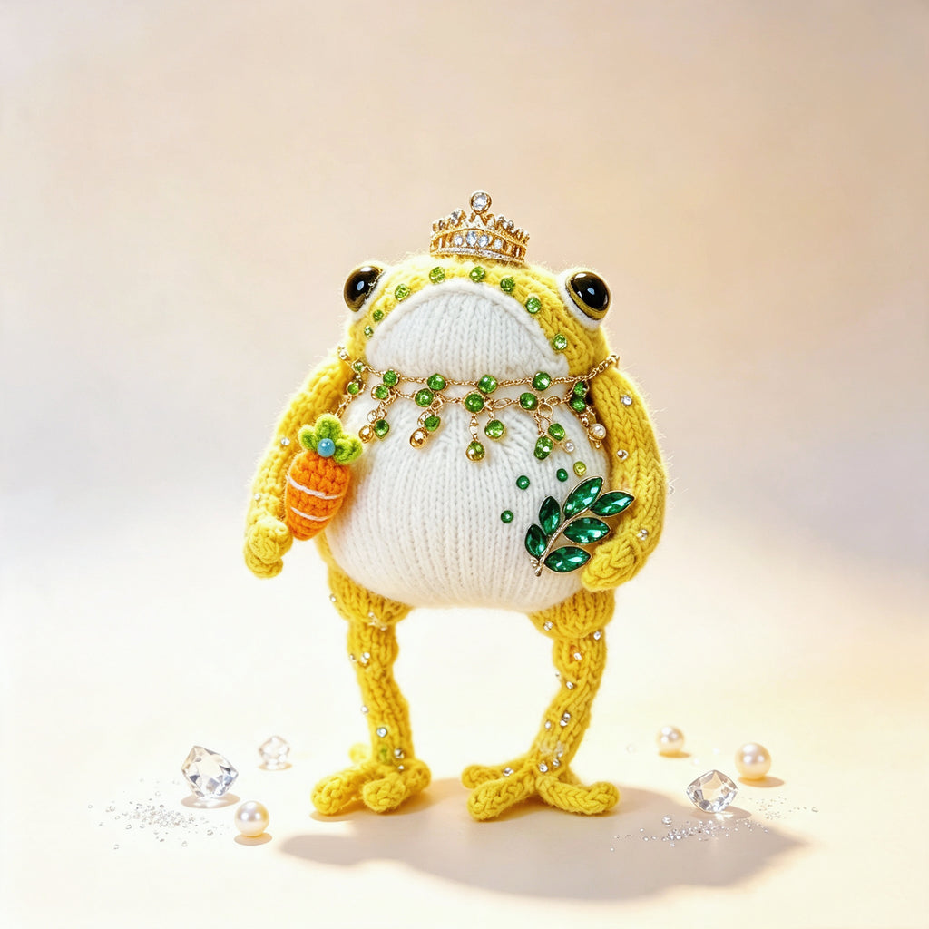 The Enchanted Toad &amp; Mushroom Collection – Six Hand-Knitted Treasures, Each Crowned &amp; Bejeweled, Available Individually | The Third Space