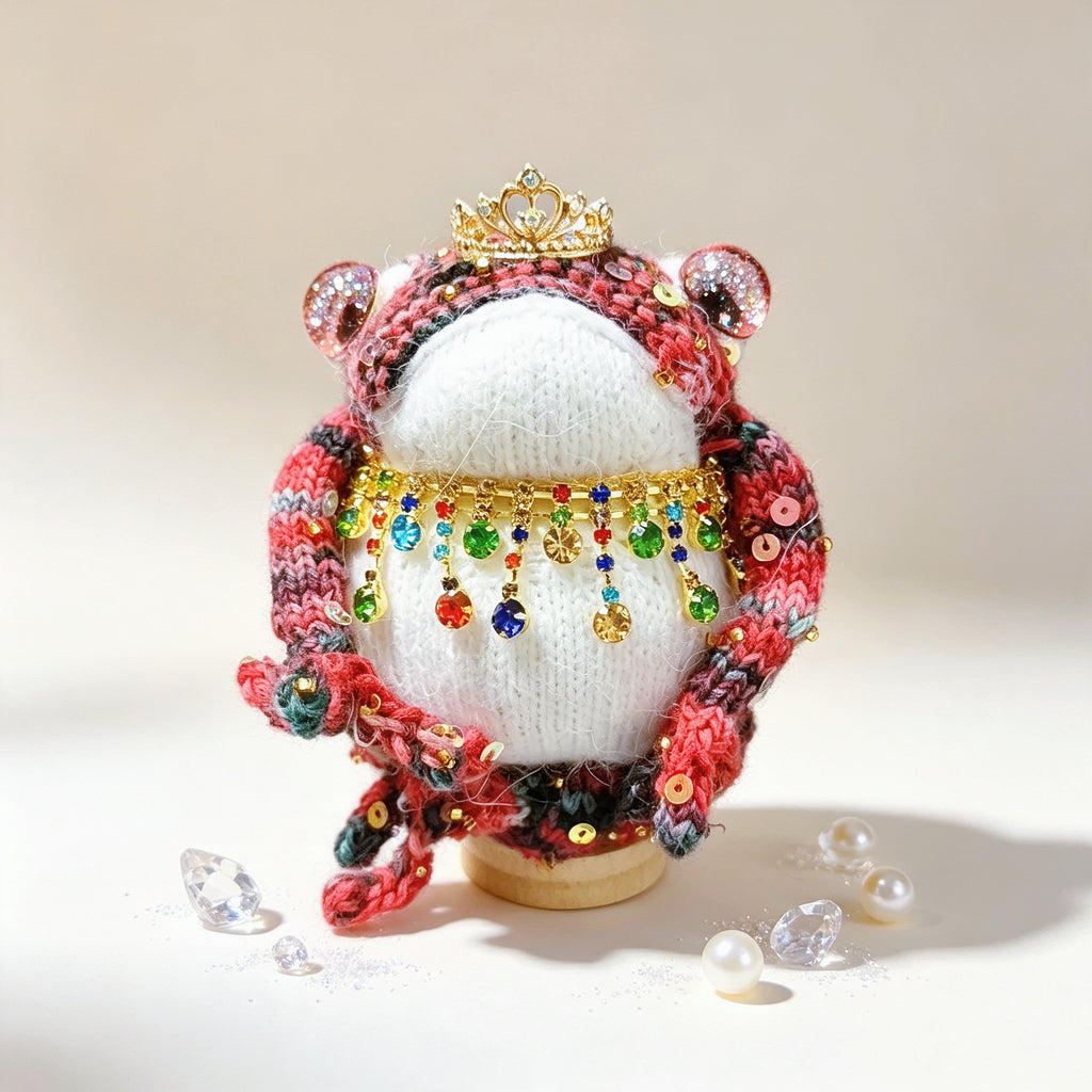 The Enchanted Toad &amp; Mushroom Collection – Six Hand-Knitted Treasures, Each Crowned &amp; Bejeweled, Available Individually | The Third Space