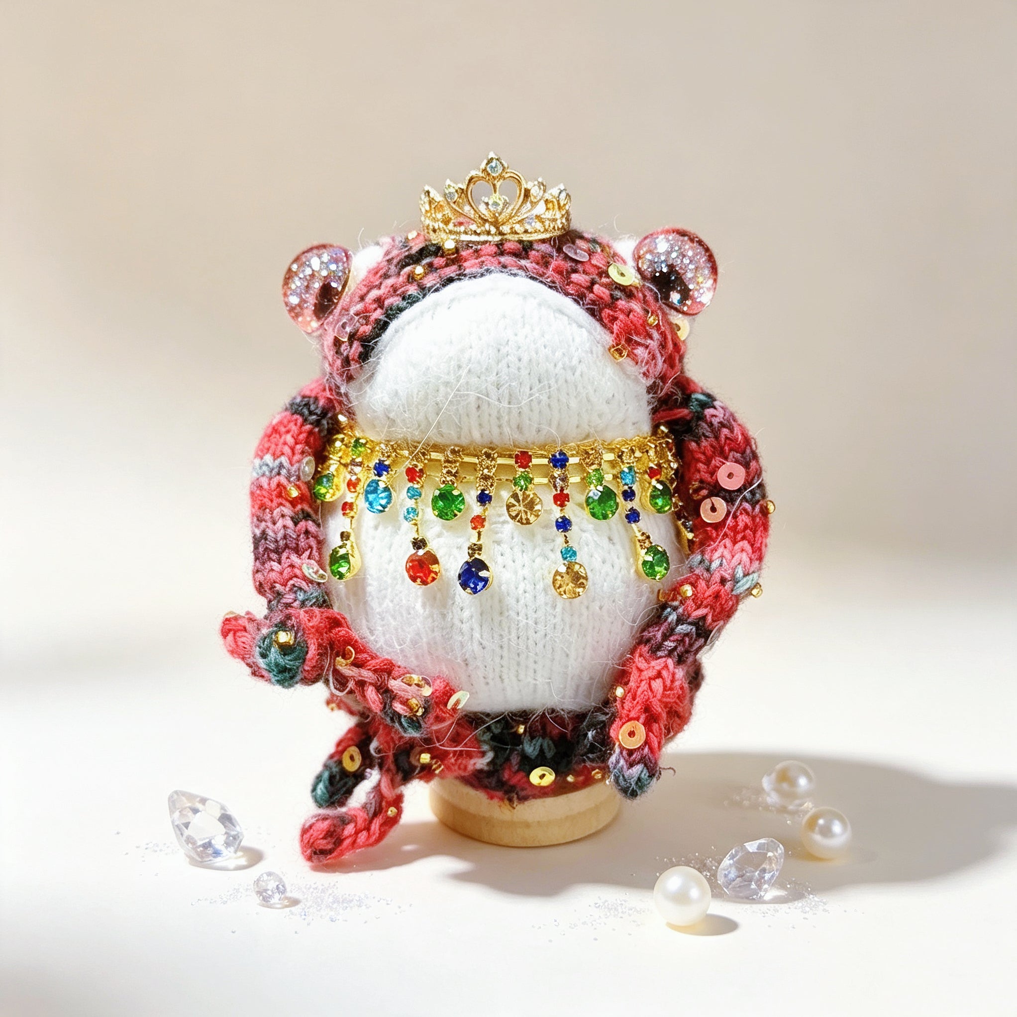The Enchanted Toad &amp; Mushroom Collection – Six Hand-Knitted Treasures, Each Crowned &amp; Bejeweled, Available Individually | The Third Space