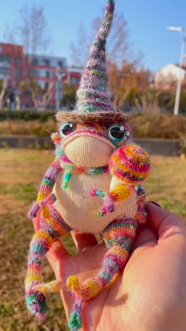 Rainbow Magic Wizard Toad – Enchanted Golden Toad Figurine | Handmade Manifestation Frog